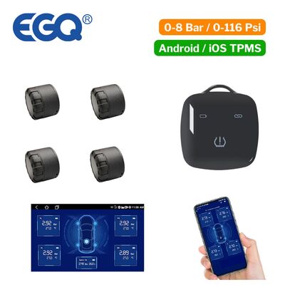Auto BL8 Draadloze externe TPMS-sensor met oplaadbare ontvanger Kechain en mobiele app Compatibel met Android & IOS