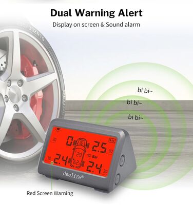 MY66 Auto TPMS Monitoring Tire Pressure 433MHz Interne sensor
